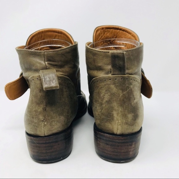 P. Monjo Short Leather Ankle Boots Gray Green Size 37 - Picture 5 of 7